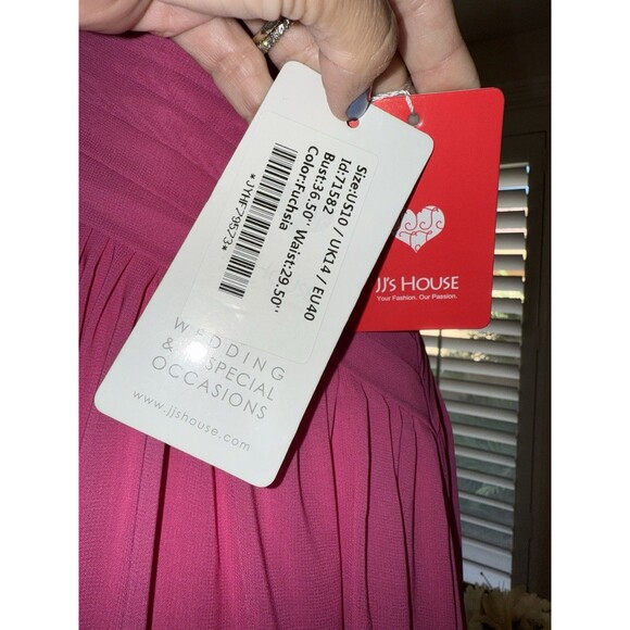 JJ’s House Fuchsia Evening Gown Long Formal Dress V-Neck Pleated Bodice Sz 10 - Picture 7 of 11